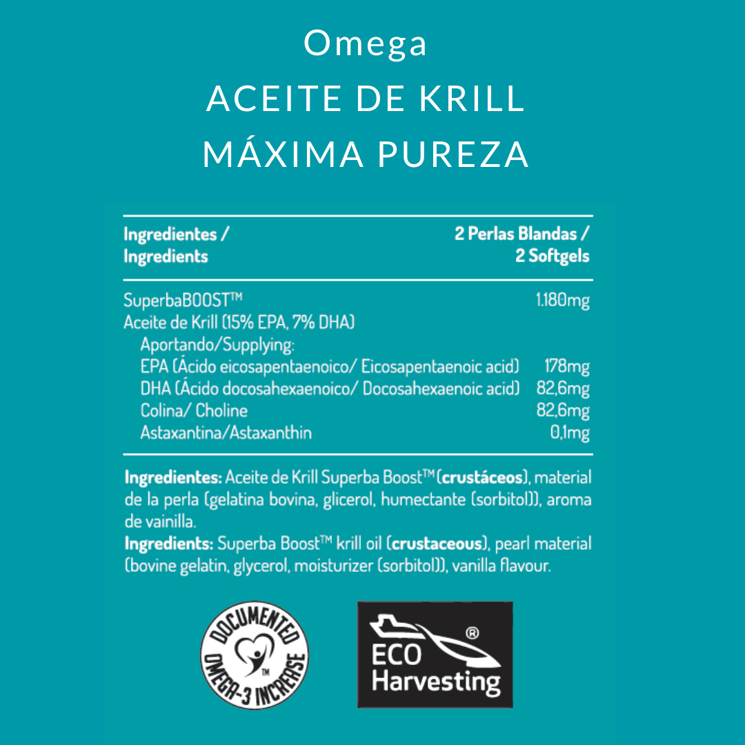 Omega - Aceite de Krill de aguas cristalinas de la Antártida.