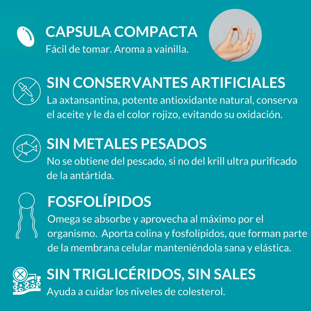 Omega - Aceite de Krill de aguas cristalinas de la Antártida.