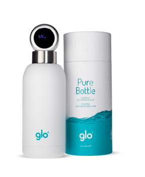 Glo - Botella inteligente de agua UV | Elimina el mal olor y el sabor |  Doble aislamiento de acero inoxidable sin BPA 13.5 fl oz | Mantiene el agua